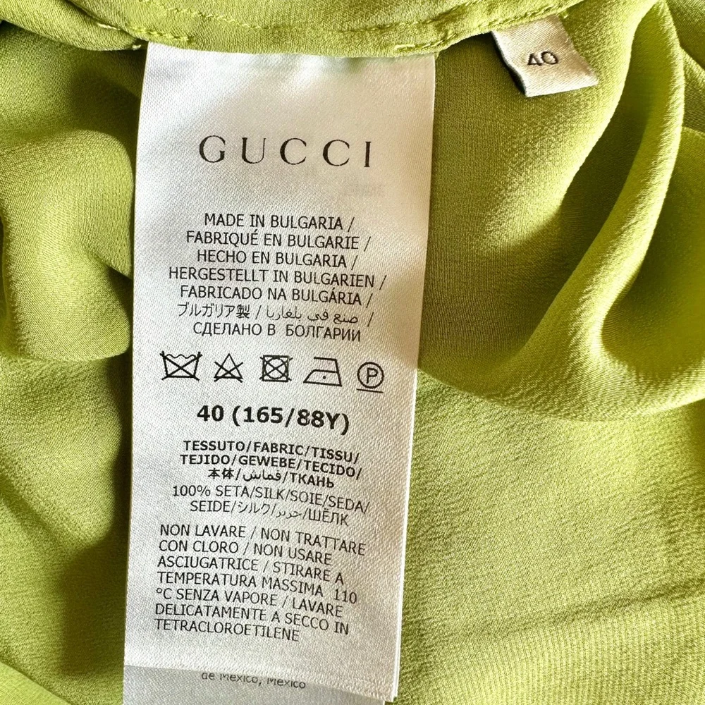 Gucci Silk Bow Blouse in Mint Green - Picture 9 of 11